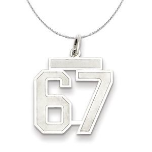 Sterling Silver, Jersey Collection, Medium Number 67 Necklace - 16 In